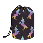 Rainbow Origami Unicorn Pattern Print Drawstring Makeup Bag