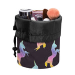 Rainbow Origami Unicorn Pattern Print Drawstring Makeup Bag