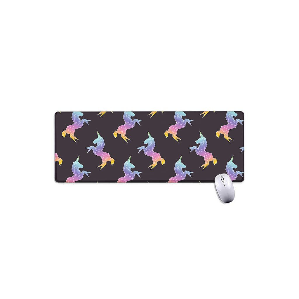 Rainbow Origami Unicorn Pattern Print Extended Mouse Pad