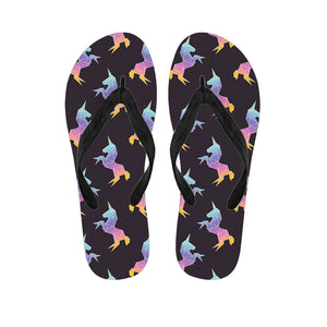 Rainbow Origami Unicorn Pattern Print Flip Flops