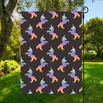 Rainbow Origami Unicorn Pattern Print Garden Flag