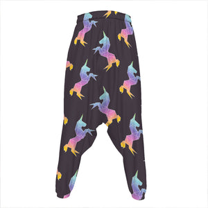 Rainbow Origami Unicorn Pattern Print Hammer Pants