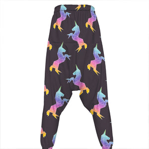 Rainbow Origami Unicorn Pattern Print Hammer Pants