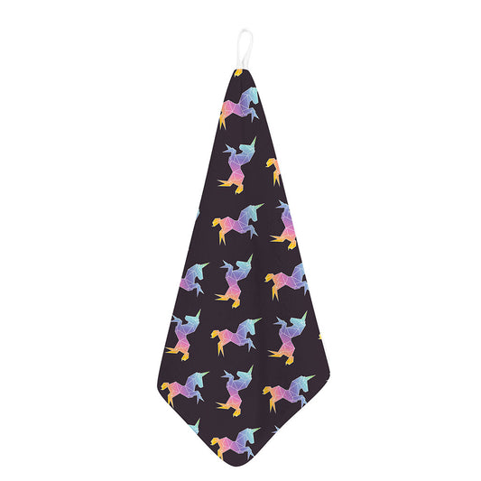 Rainbow Origami Unicorn Pattern Print Hand Towel
