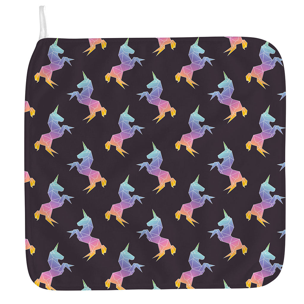 Rainbow Origami Unicorn Pattern Print Hand Towel