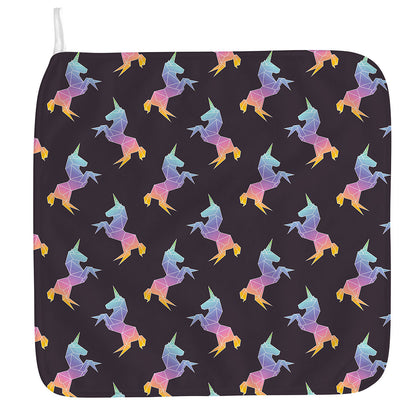 Rainbow Origami Unicorn Pattern Print Hand Towel