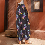 Rainbow Origami Unicorn Pattern Print Harem Pants