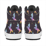 Rainbow Origami Unicorn Pattern Print High Top Leather Sneakers