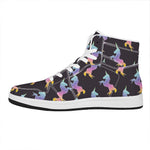Rainbow Origami Unicorn Pattern Print High Top Leather Sneakers