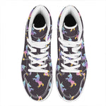 Rainbow Origami Unicorn Pattern Print High Top Leather Sneakers