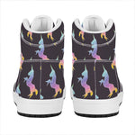 Rainbow Origami Unicorn Pattern Print High Top Leather Sneakers