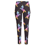 Rainbow Origami Unicorn Pattern Print High-Waisted Pocket Leggings