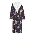 Rainbow Origami Unicorn Pattern Print Hooded Bathrobe