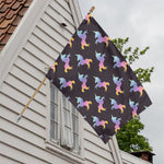 Rainbow Origami Unicorn Pattern Print House Flag