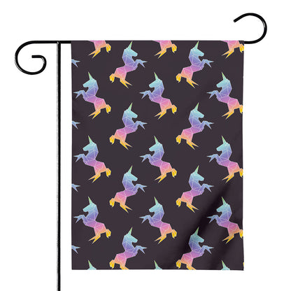 Rainbow Origami Unicorn Pattern Print House Flag