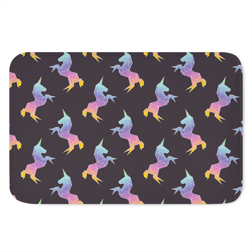 Rainbow Origami Unicorn Pattern Print Indoor Door Mat