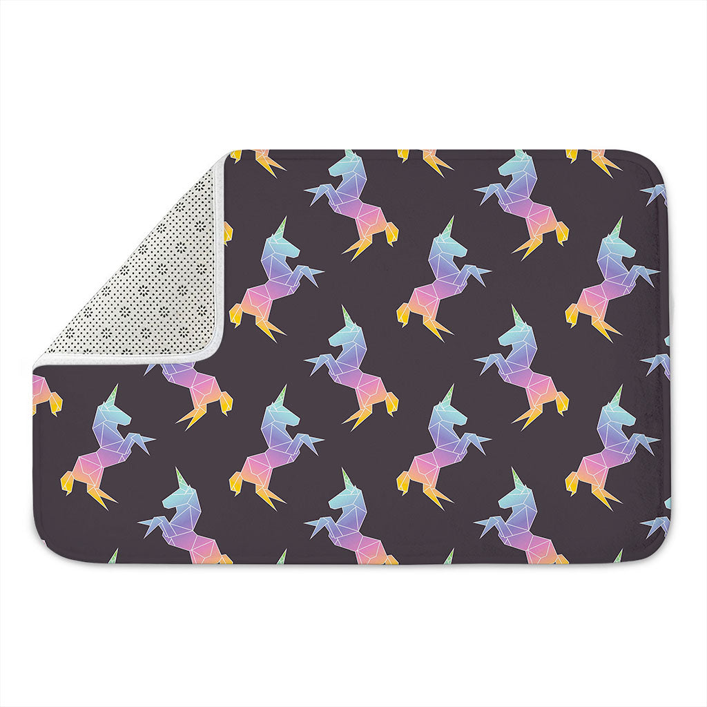 Rainbow Origami Unicorn Pattern Print Indoor Door Mat