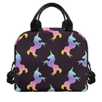Rainbow Origami Unicorn Pattern Print Insulated Lunch Bag