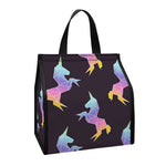 Rainbow Origami Unicorn Pattern Print Insulated Lunch Tote