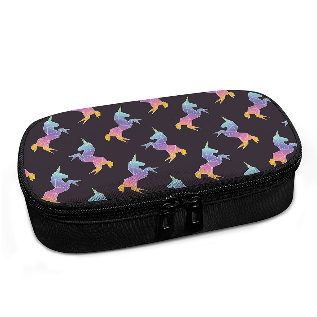 Rainbow Origami Unicorn Pattern Print Insulin Cooler Travel Case