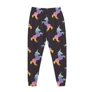 Rainbow Origami Unicorn Pattern Print Jogger Pants