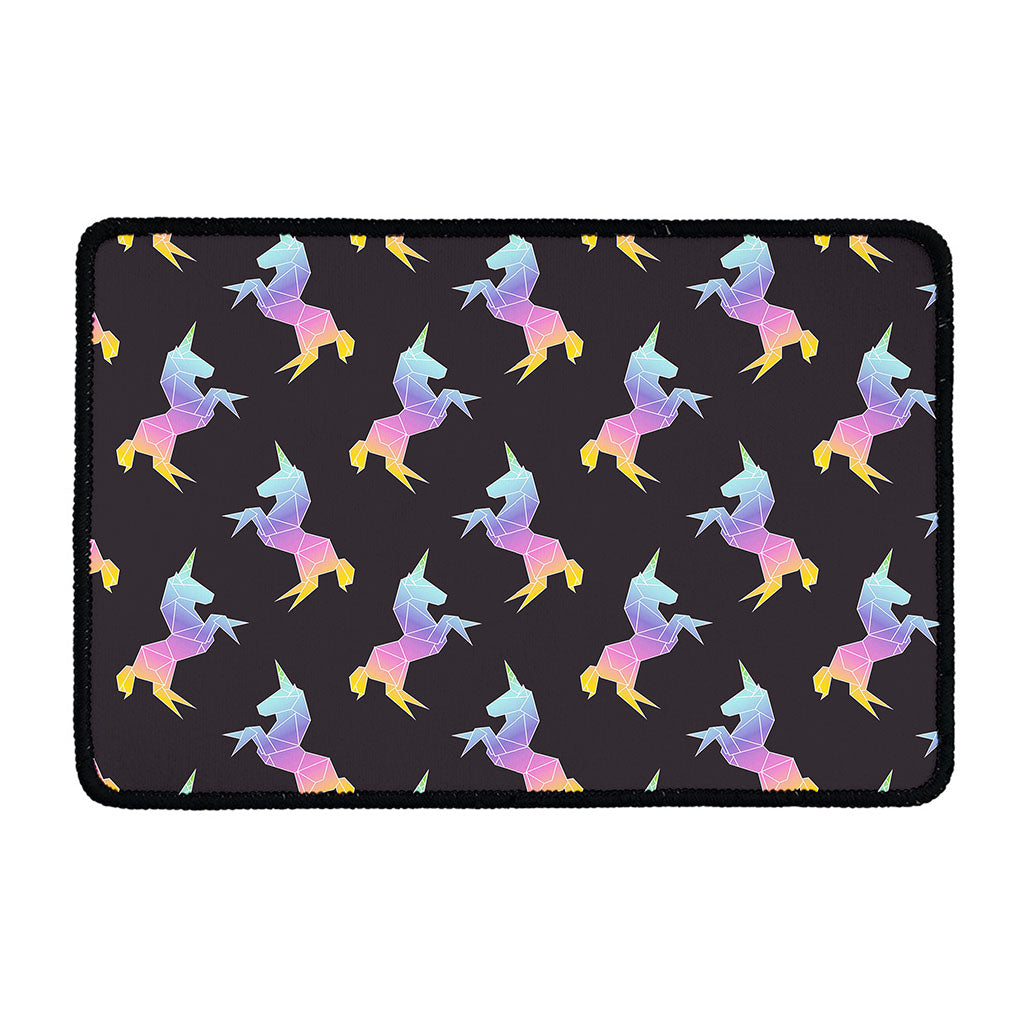 Rainbow Origami Unicorn Pattern Print Kitchen Mat