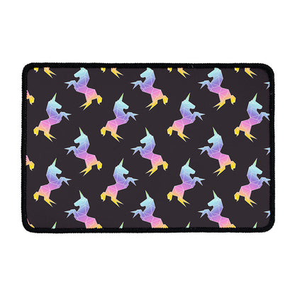 Rainbow Origami Unicorn Pattern Print Kitchen Mat
