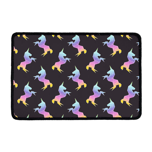 Rainbow Origami Unicorn Pattern Print Kitchen Mat