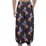 Rainbow Origami Unicorn Pattern Print Lantern Pants