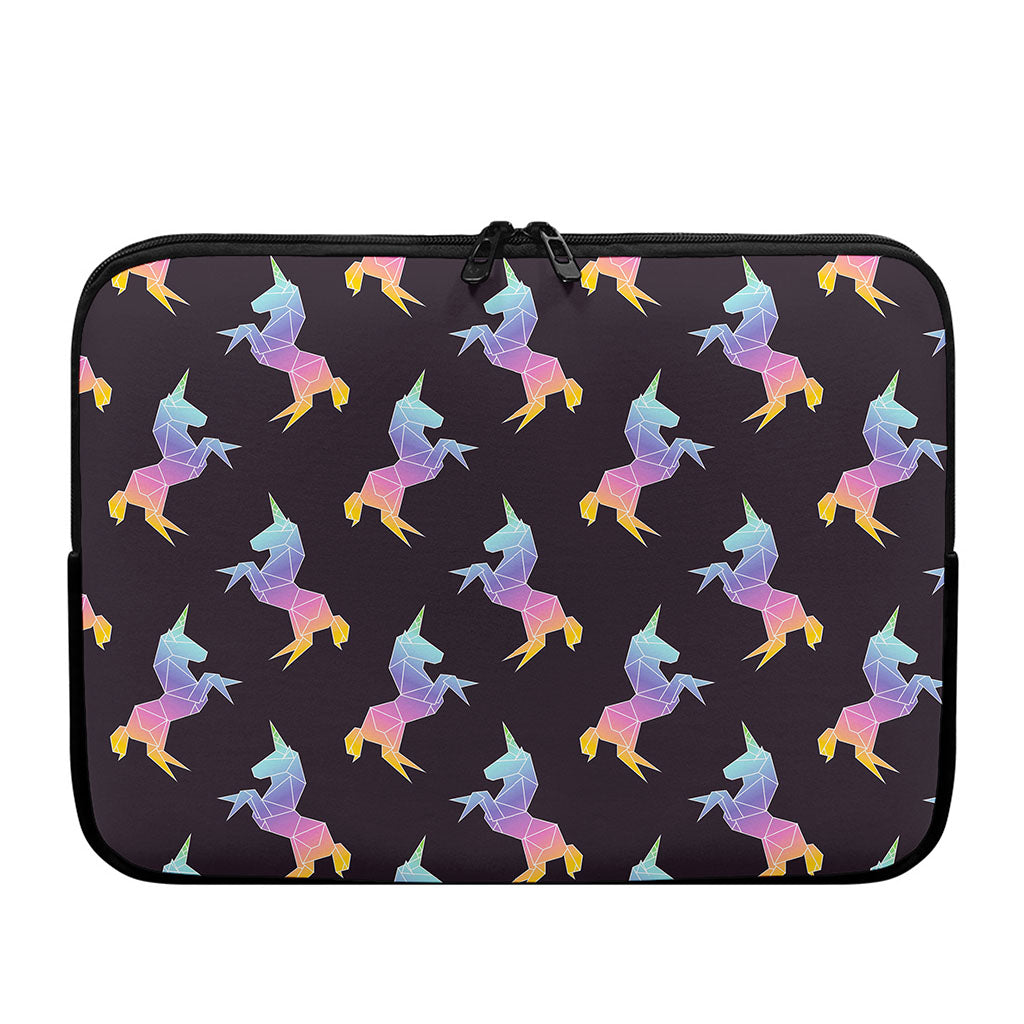 Rainbow Origami Unicorn Pattern Print Laptop Sleeve