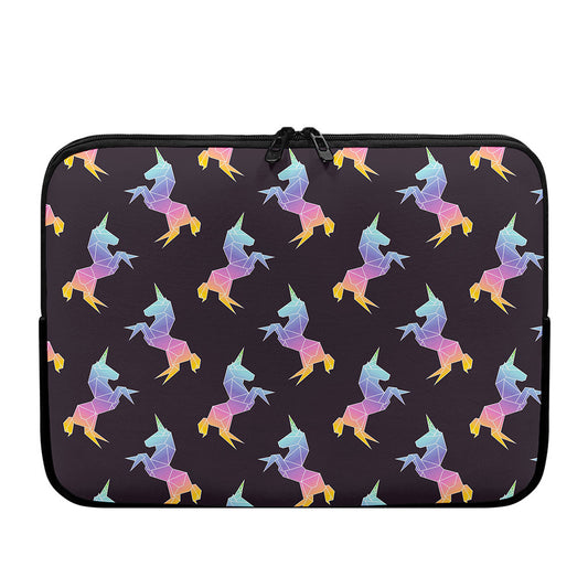 Rainbow Origami Unicorn Pattern Print Laptop Sleeve