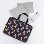 Rainbow Origami Unicorn Pattern Print Laptop Sleeve With Handle