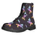 Rainbow Origami Unicorn Pattern Print Lace-Up Boots