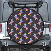 Rainbow Origami Unicorn Pattern Print Leather Spare Tire Cover