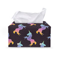 Rainbow Origami Unicorn Pattern Print Leather Tissue Box Cover