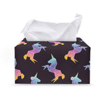 Rainbow Origami Unicorn Pattern Print Leather Tissue Box Cover