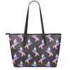 Rainbow Origami Unicorn Pattern Print Leather Tote Bag