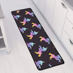 Rainbow Origami Unicorn Pattern Print Long Kitchen Mat