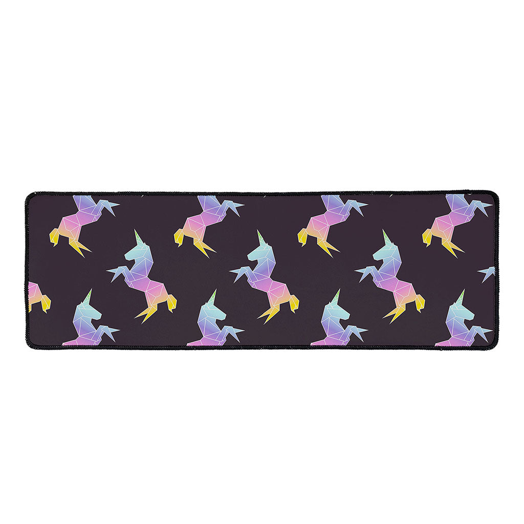 Rainbow Origami Unicorn Pattern Print Long Kitchen Mat