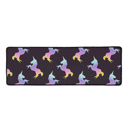Rainbow Origami Unicorn Pattern Print Long Kitchen Mat