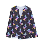 Rainbow Origami Unicorn Pattern Print Long Sleeve Short Coat
