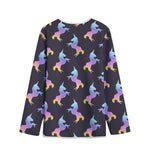 Rainbow Origami Unicorn Pattern Print Long Sleeve Short Coat