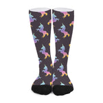 Rainbow Origami Unicorn Pattern Print Long Socks