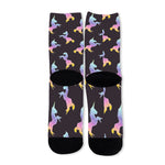 Rainbow Origami Unicorn Pattern Print Long Socks