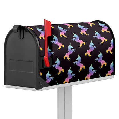 Rainbow Origami Unicorn Pattern Print Mailbox Cover