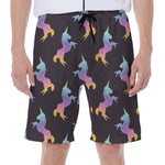 Rainbow Origami Unicorn Pattern Print Men's Beach Shorts