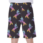 Rainbow Origami Unicorn Pattern Print Men's Beach Shorts