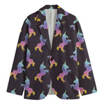 Rainbow Origami Unicorn Pattern Print Men's Blazer