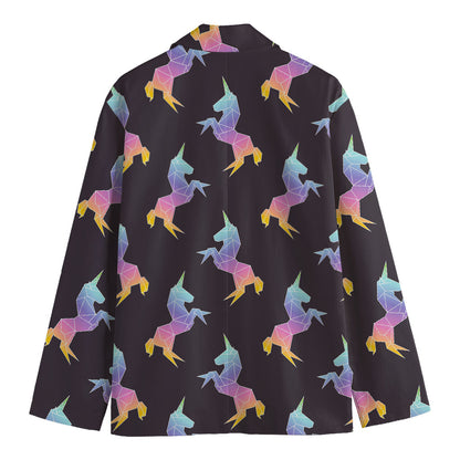 Rainbow Origami Unicorn Pattern Print Men's Blazer
