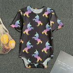 Rainbow Origami Unicorn Pattern Print Men's Bodysuit